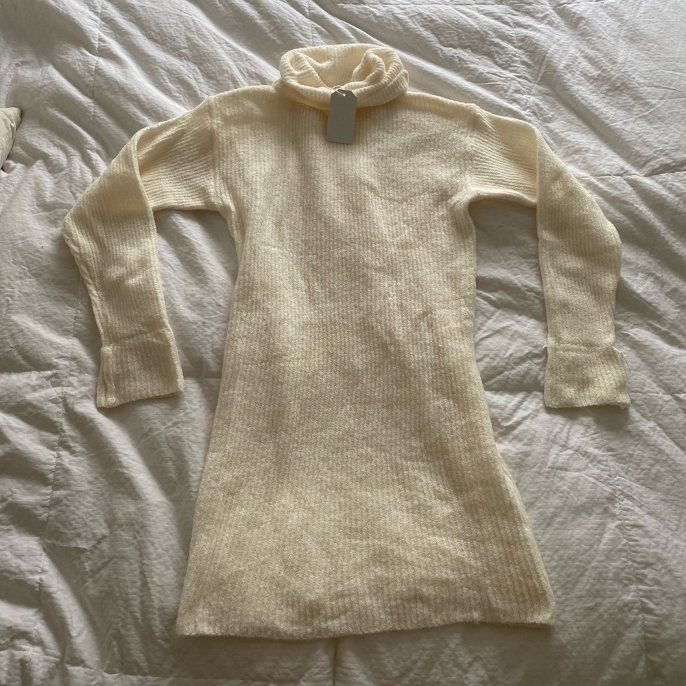 White sweater dress